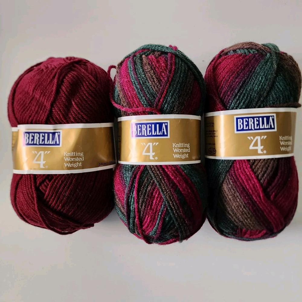 Bernat‎ Variagated 2 Wine Mist 1 Burgundy 164002 4 Ply Worsted Skeins Lot of 3